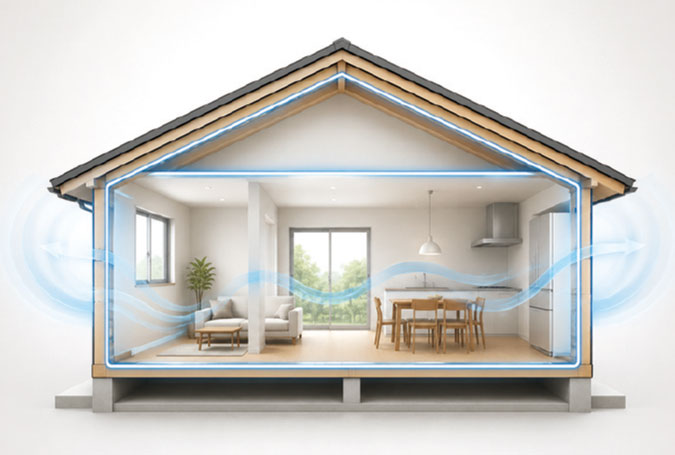 高気密の証し「C価0.2cm/㎡」を平屋で実現！